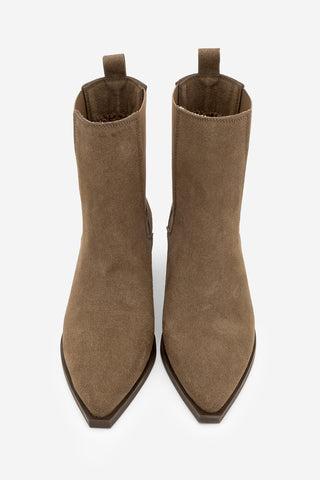 Kadın Sivri Burun Topuklu Bot Zefina - Kahve Süet