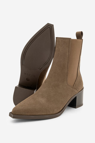 Kadın Sivri Burun Topuklu Bot Zefina - Kahve Süet