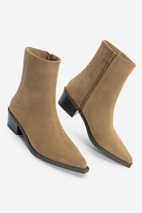 Kadın Sivri Burun Western Bot Tahis - Taba Süet