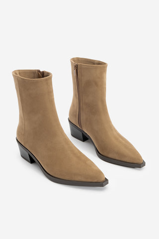 Kadın Sivri Burun Western Bot Tahis - Taba Süet