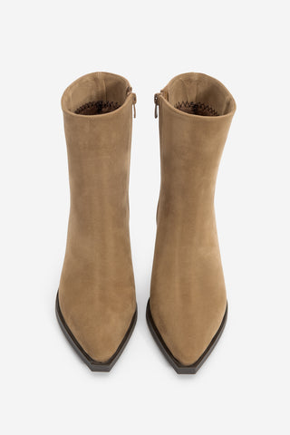 Kadın Sivri Burun Western Bot Tahis - Taba Süet