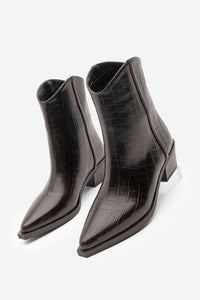 Kadın Sivri Burun Western Bot Vildo - Kahve Croco