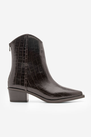 Kadın Sivri Burun Western Bot Vildo - Kahve Croco