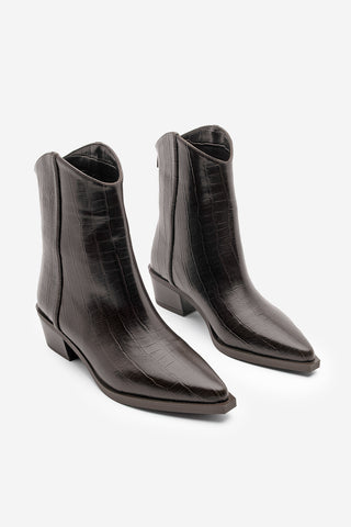 Kadın Sivri Burun Western Bot Vildo - Kahve Croco