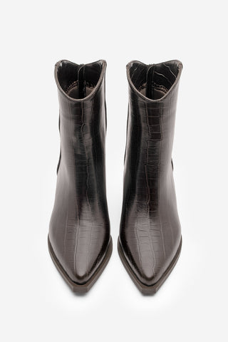 Kadın Sivri Burun Western Bot Vildo - Kahve Croco