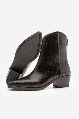 Kadın Sivri Burun Western Bot Vildo - Kahve Croco