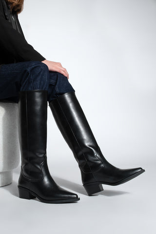 Kadın Sivri Burun Western Çizme Mivez - Siyah