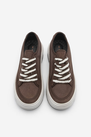 Kadın Sneaker Kalın Taban Spor Ayakkabı Kotnel - Kahve Süet