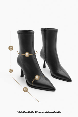 Kadın Topuklu Bot Holes - Siyah