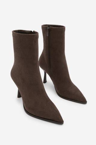 Kadın Topuklu Bot Holes - Kahve Süet