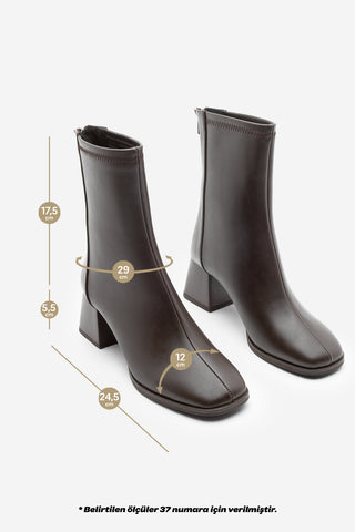 Kadın Topuklu Bot Nayis - Kahve