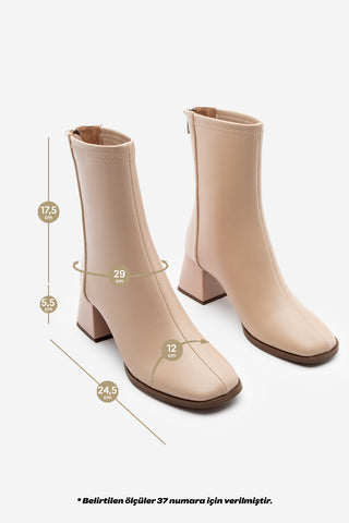 Kadın Topuklu Bot Nayis - Bej
