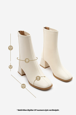 Kadın Topuklu Bot Nayis - Ekru