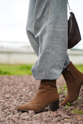 Kadın Topuklu Bot Ranka - Kahve Süet