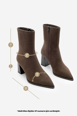Kadın Topuklu Bot Simva - Kahve Süet