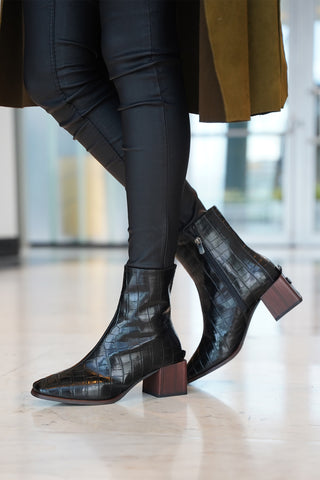 Kadın Topuklu Bot&Bootie Sayen - Siyah Croco
