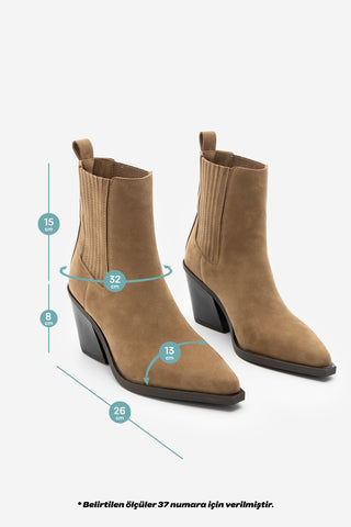 Kadın Western Bot Erbe - Taba Süet