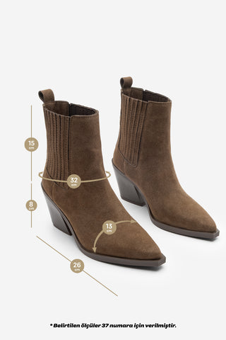 Kadın Western Bot Erbe - Kahve Süet