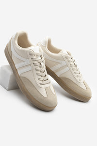Kadın Sneaker Bağcıklı Spor Ayakkabı Tiyone - Bej