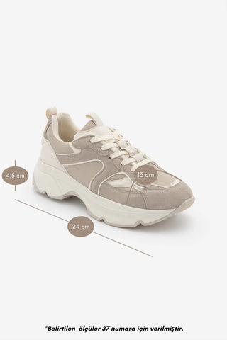Kadın Sneaker  Spor Ayakkabı Merita - Bej Süet