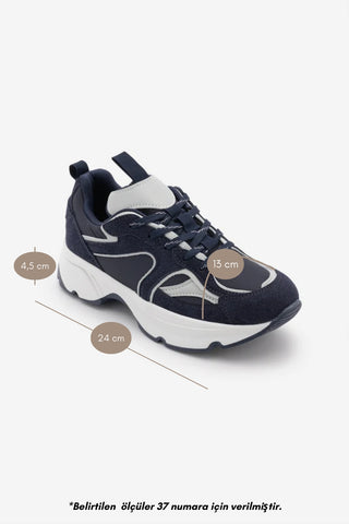 Kadın Sneaker Kalın Taban Spor Ayakkabı Merita - Lacivert