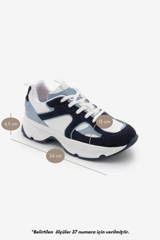 Kadın Sneaker Kalın Taban Spor Ayakkabı Merita - Mavi