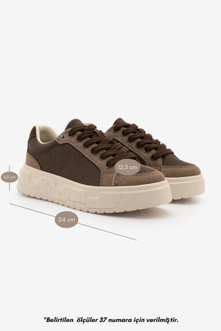 Kadın Sneaker Süet Spor Ayakkabı Noska - Kahve