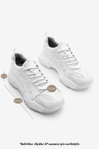 Kadın Sneaker Bağcıklı Spor Ayakkabı Pizen - Beyaz