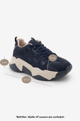 Kadın Sneaker Bağcıklı Spor Ayakkabı Pizen - Lacivert