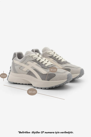 Kadın Sneaker Süet Sneaker Spor Ayakkabı Ribaga - Gri