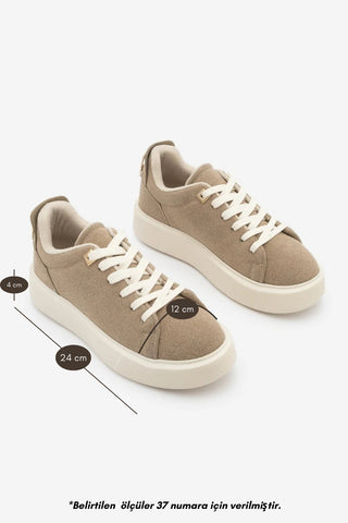 Kadın Sneaker  Spor Ayakkabı Rofke - Bej Süet