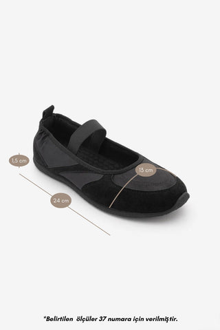 Kadın Sneaker Bantlı Günlük Spor Babet Sneaker Ronda - Siyah Süet