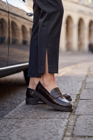 Kadın Loafer Günlük Ayakkabı Fonle - Kahve Croco