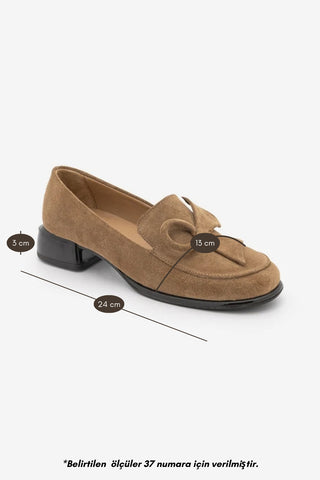 Kadın Hakiki Deri Loafer Günlük Ayakkabı Sanero - Camel Süet
