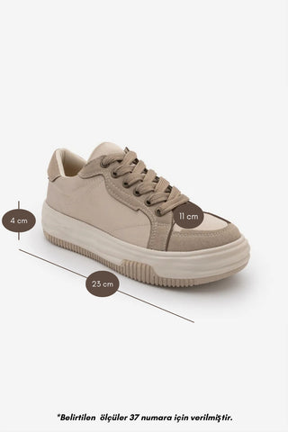 Kadın Sneaker  Spor Ayakkabı Sifaz - Bej Saten
