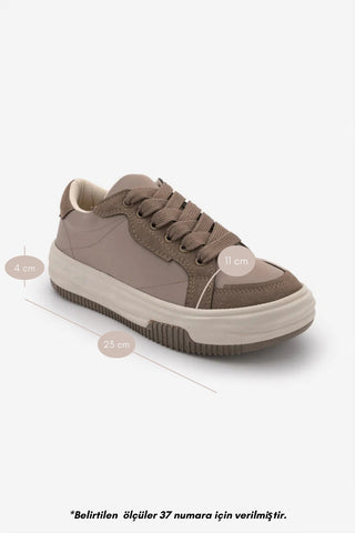 Kadın Sneaker  Spor Ayakkabı Sifaz - Vizon Saten