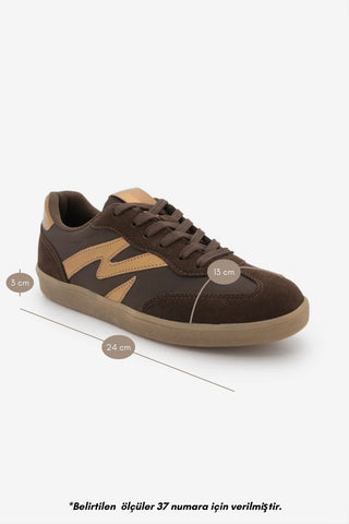 Kadın Sneaker Bağcıklı Spor Ayakkabı Starse - Altın Kahve