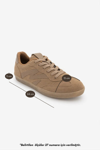 Kadın Sneaker Bağcıklı Süet Spor Ayakkabı Starse - Taba