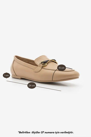 Kadın Loafer Tokalı Günlük Ayakkabı Tavelo - Bej