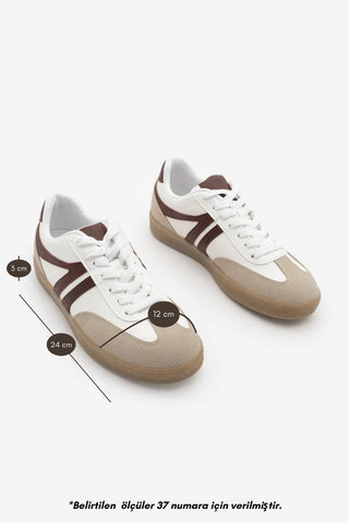 Kadın Sneaker Bağcıklı Süet Spor Ayakkabı Tiyone - Bordo