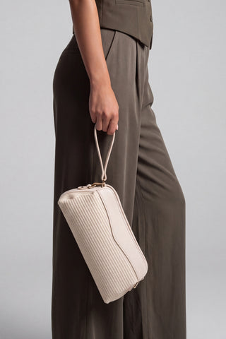 Kadın Hasır Görünümlü Clutch & Portföy El Ve Omuz Çantası Amarte - Ekru