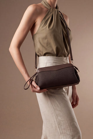Kadın Hasır Görünümlü Clutch & Portföy El Ve Omuz Çantası Amarte - Kahve