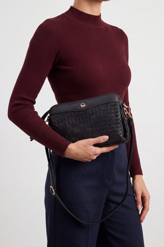 Kadın Fermuarlı İç Cepli Clutch Çapraz Askılı El Ve Omuz Çantası Faris - Siyah