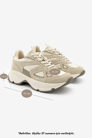 Kadın Sneaker  Spor Ayakkabı Vader - Bej Süet