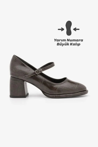 Kadın Loafer Günlük Topuklu Ayakkabı Vikas - Kahve Croco
