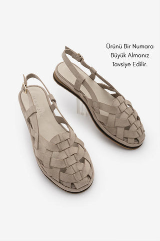 Kadın Hakiki Deri Günlük Sandalet Zagolin - Bej Süet