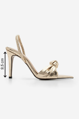 Kadın Sivri Burun Düğümlü Topuklu Sandalet Zorin - Altın