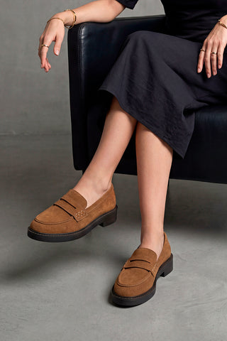 Kadın Loafer Günlük Ayakkabı Fonle - Taba Süet