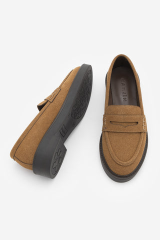 Kadın Loafer Günlük Ayakkabı Fonle - Taba Süet