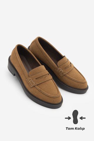 Kadın Loafer Günlük Ayakkabı Fonle - Taba Süet